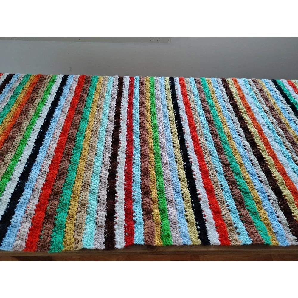 Afghan Blanket‎ Throw Hand Made Crochet Granny Square 44